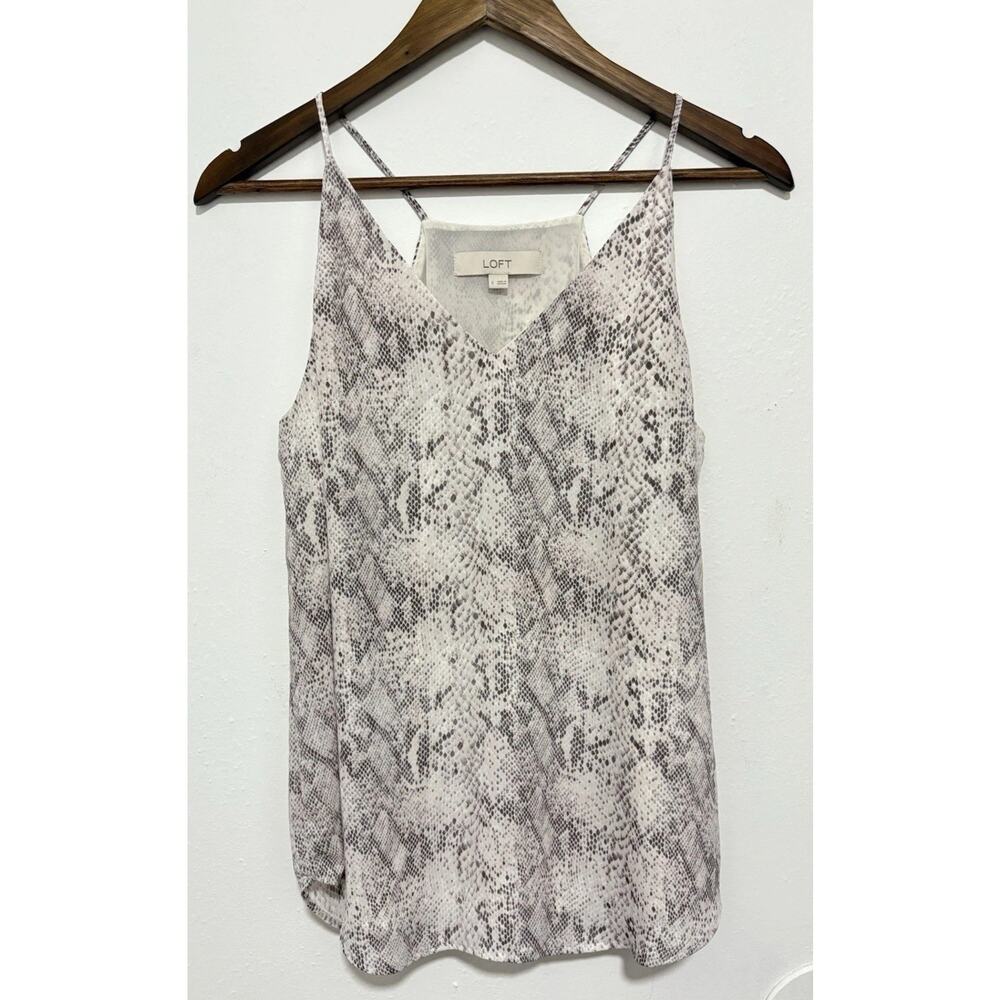LOFT Snakeskin Cami Top Womens S V Neck Strappy Animal Print Blouse